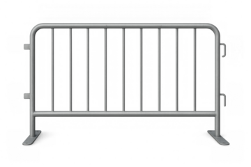 Metal crowd control barrier on transparent background