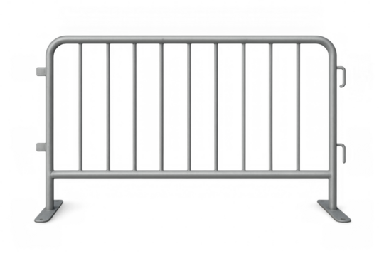 Metal crowd control barrier on transparent background