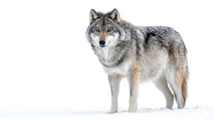 Fototapeta premium Gray wolf in snowy landscape (1)