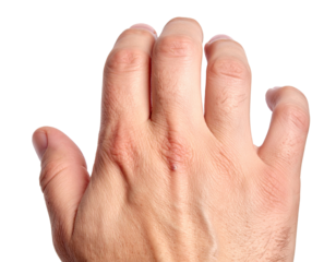 Hand of a man on transparent background.