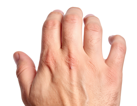 Hand of a man on transparent background.