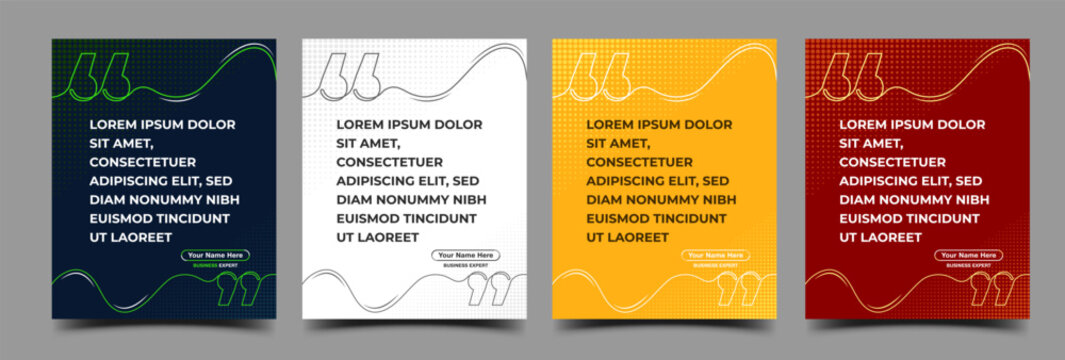 Colorful Quotes Social Media Feed Post Template Design Collection. Modern Background Vector Design Isolated