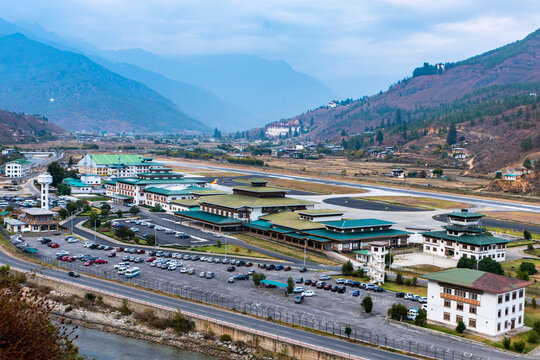 Paro International Airport in Bhutan. The only airport of Bhutan, Paro Airport is situated in the Paro Valley, bank of Paro River. Paro Airport Birds Eye View