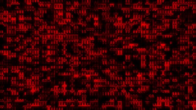 Glowing red tech grid animation, Futuristic digital circuit background