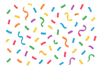 Fototapeta premium Colorful confetti and streamers falling on transparent background