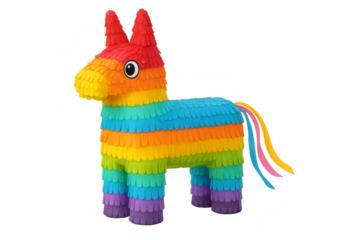 Colorful piñata horse standing on transparent background