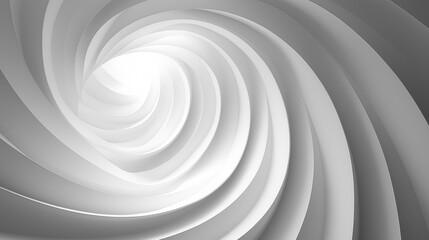 Fototapeta premium Abstract white spiral background texture with soft curves and subtle depth. Clean and minimal—ideal for modern design, tech visuals, branding, or elegant presentation backdrops.