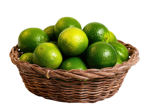 Fresh Limes in Wicker Basket Citrus Fruits for Healthy Eating and Refreshing Drinks