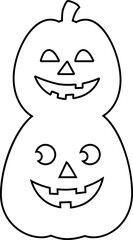 Cute Halloween pumpkin outline vector isolated.
Jack o lantern pumpkin for halloween coloring page. 
Transparent background. SVG.
