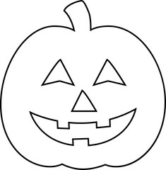 Cute Halloween pumpkin outline vector isolated.
Jack o lantern pumpkin for halloween coloring page. 
Transparent background. SVG.