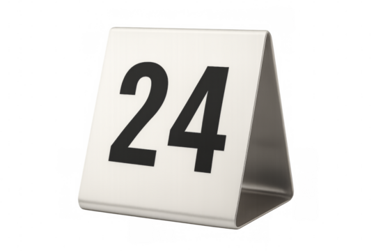 Number twenty-four table number on transparent background