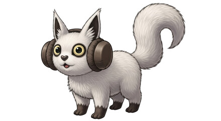 Isolated Cartoon Animal with Headphones