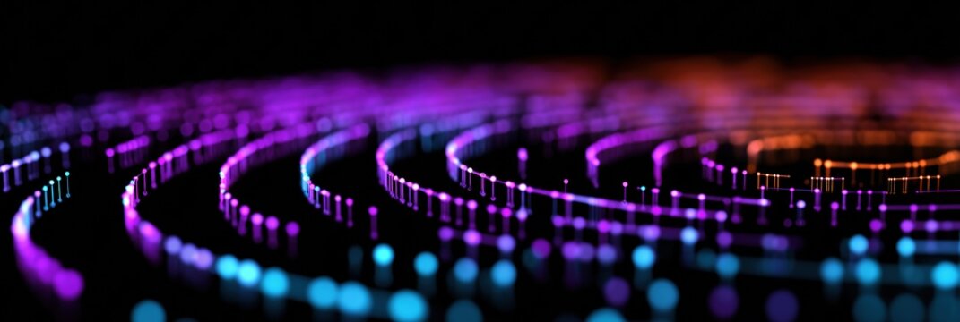 Vibrant abstract waves of light in purple and blue tones