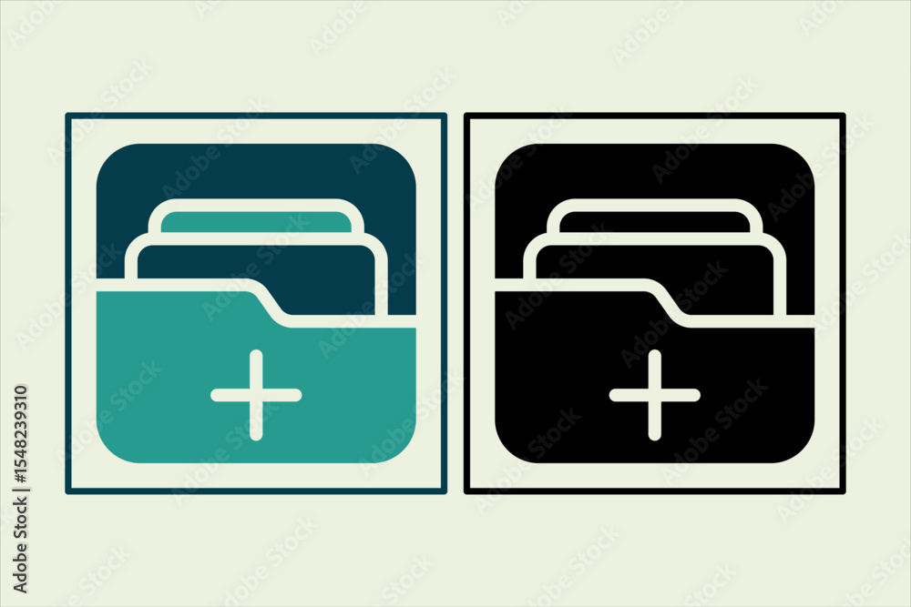 Poster add folder icon. icon related to ui elements. suitable for web site, app, user interfaces,element, p