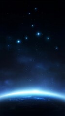 Obraz premium Bright starry night sky over horizon with glowing celestial bodies