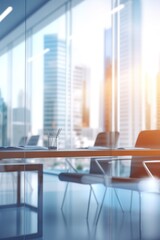 Modern office in a high-rise building. AI generative. Business background for advertising.