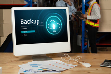 Backup Storage Data Internet Technology Business concept. Database storage cloud technology file...