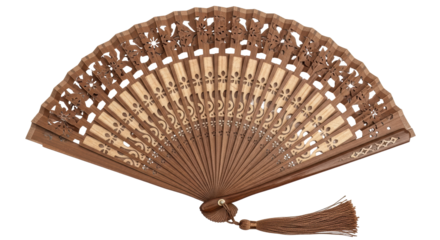 Isolated Wooden Hand Fan