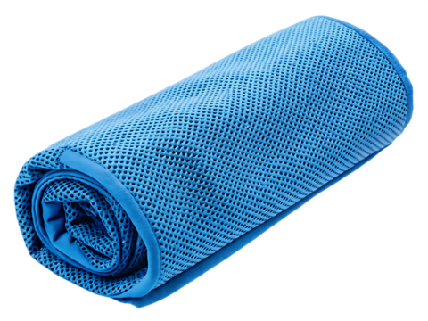 Rolled blue mesh fabric isolated on white background png