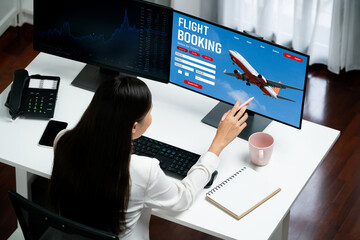 Online flight booking website provide brisk reservation system . Travel technology concept .