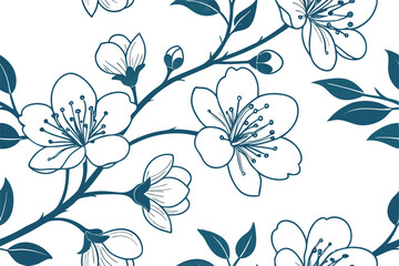 Seamless Floral Pattern with Vibrant Blossoms and Delicate Leaves for Elegant Textile and Wallpaper Designs	
