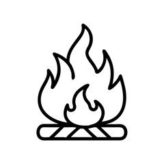 Bonfire flames illustrated in minimal style with black outlines  