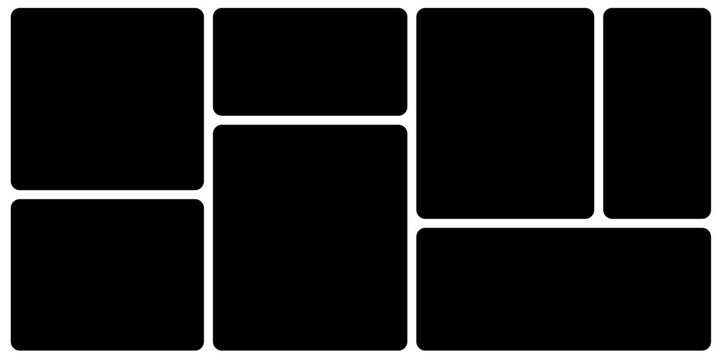 Template photo collage 7 pictures empty style, moodboard, album vector