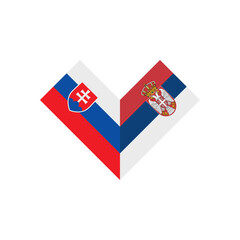friendship concept. heart shape icon of slovakia and serbia flags. vector illustration isolated on white background