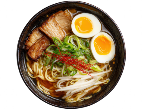 Delicious Ramen Noodle Soup with Chashu Pork and Soft Boiled Egg