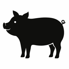 Fototapeta premium black pig on white background