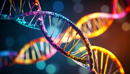 3D Render of DNA Helix Structure on Light Background, Scientific Concept Illustration