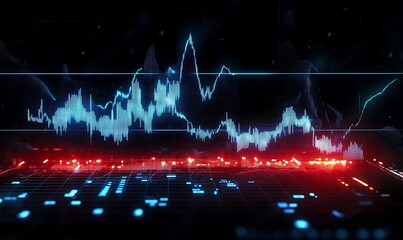 Inflation rate graph on digital display, vivid clarity, critical data, economic concern. Financial graphs, glowing lines and diagram on digital screen. Trading market and economic concept.