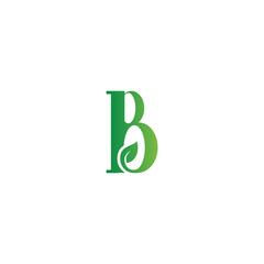 B leaf logo. vector design of letter B and leaf for icon, symbol or logo