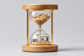 An hourglass symbolizing construction development and time