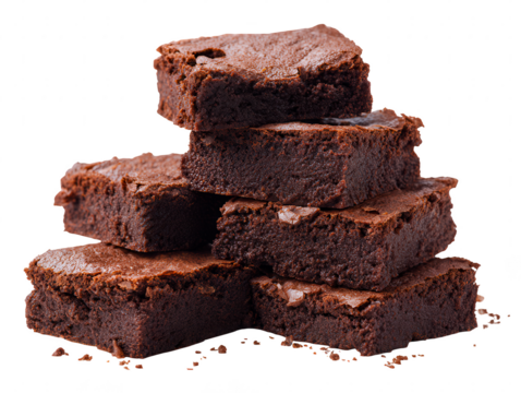 Delicious chocolate brownies stacked, rich, fudgy, and homemade with a glossy top. Perfect for desserts and sweet treats.
