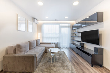 Modern Home Living Room with Cozy Furniture and Contemporary Interior Design