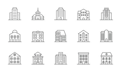 Building line icon set , such as city, apartment, condominium, town , vector illustration.