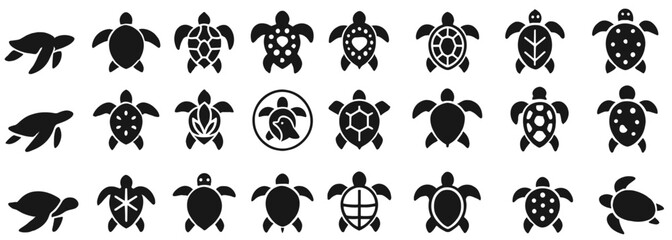 Turtle marine animal icon, sea turtle silhouette, aquatic creature, ocean wildlife, underwater species, marine life symbol, vector illustration, png, nature symbol, flat design.