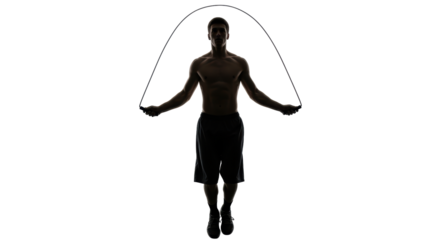 Isolated Silhouette of Man Jumping Rope