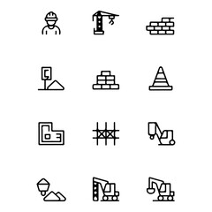 high quality construction site line icon set  
