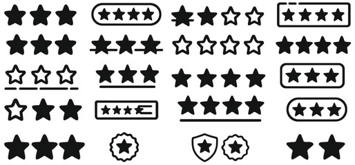 Obraz premium Five star icon, rating symbol, 5 stars review badge, customer feedback stars, favorite rank element, quality approval icon, ranking graphic, vector illustration, review, star, vote.