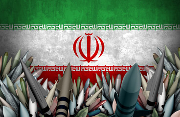 Obraz premium Iranian crisis and Iran war Military armed confrontation or Tehran proxy war conflict as a persian gulf or middle east confrontation with Israel and the United States.