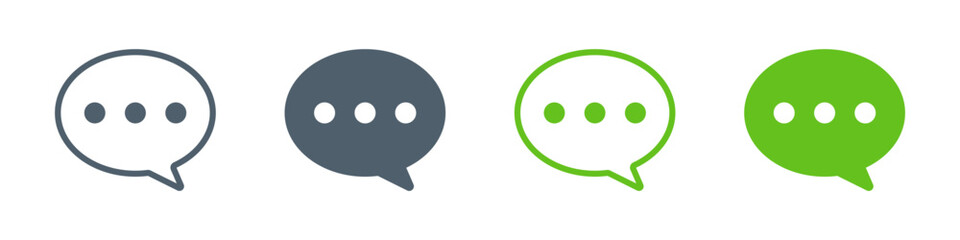 chat message speech bubble icons with typing dots, chat or messaging icons. for chatting, communication apps, social media, web app interfaces. Colorful set