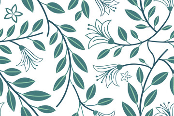 Seamless Floral Pattern with Vibrant Blossoms and Delicate Leaves for Elegant Textile and Wallpaper Designs
