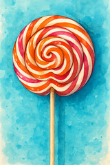 Colorful Swirl Lollipop &ndash; AI Enhanced Watercolor Style