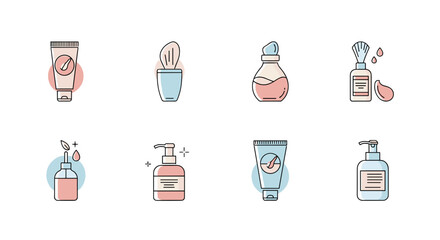 Collection of skincare products and beauty essentials for personal care and cosmetic treatments routine