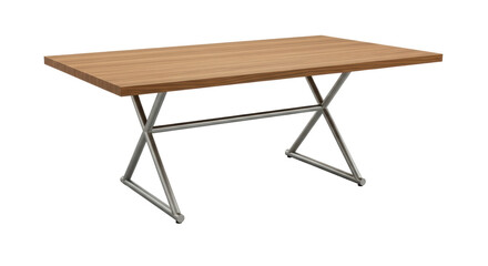 Isolated Wooden Table with Metal Legs