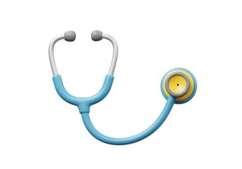 Cartoon stethoscope in blue and yellow isolated on white background