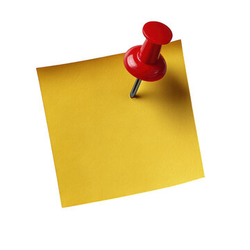 recommend clip art: Yellow sticky note with red push pin isolated on transparent background