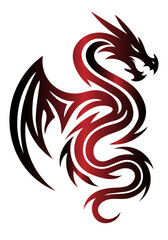 Drache &ndash; Mystisches Drachenmotiv im stilisierten Tribal-Stil